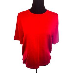 Pendleton Red Orange Silk Short Sleeve Knit Pullover Shirt Sweater Size L Luxury